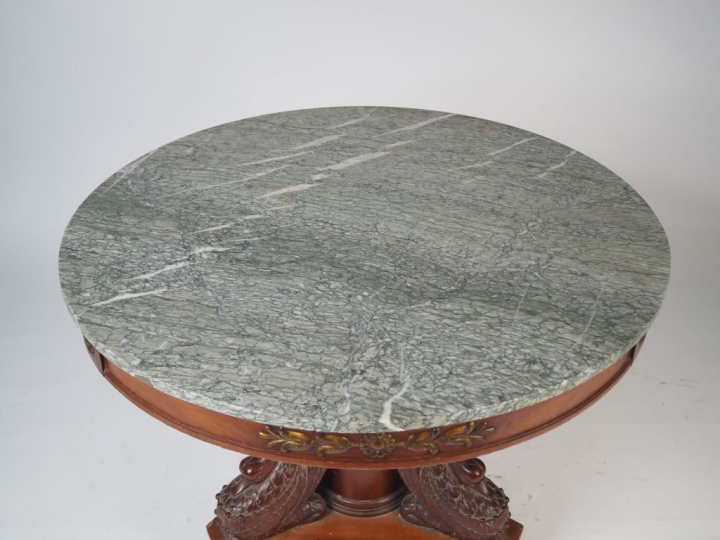 Console et grand guéridon de style Empire en acajou et placage d'acajo