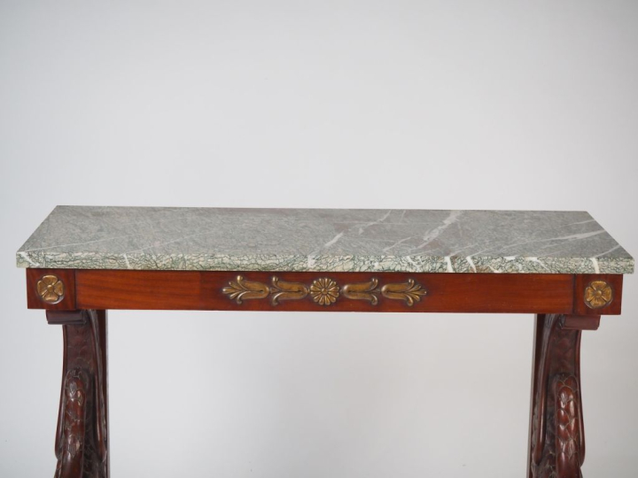 Console et grand guéridon de style Empire en acajou et placage d'acajo