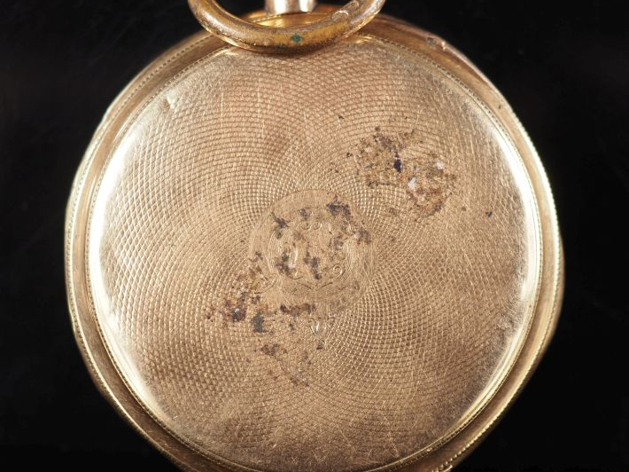 A.W.W CO WALTHAM, MASS Montre de gousset or jaune 585.  Cadran à chiff