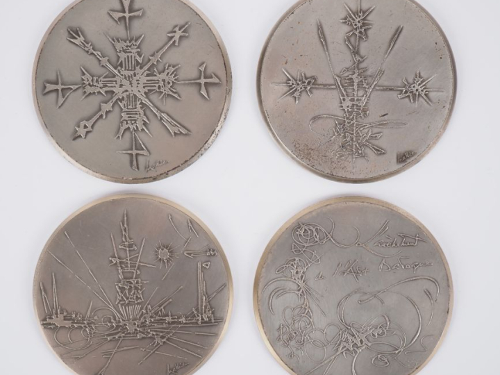 Georges Mathieu. Quatre médailles en argent 925 "le sac de Rome", "la 