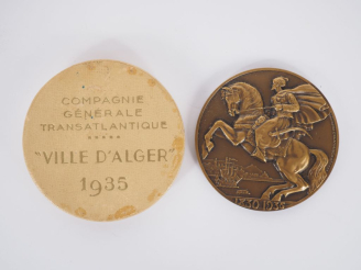 Vente aux enchères DELAMARRE. Médaille en bronze pour la Compagnie Générale Transatlantiq