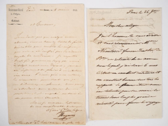 Vente aux enchères [ALGÉRIE]. BUGEAUD (Maréchal Thomas Robert). 2 LETTRES AUTOGRAPHES. 1 
