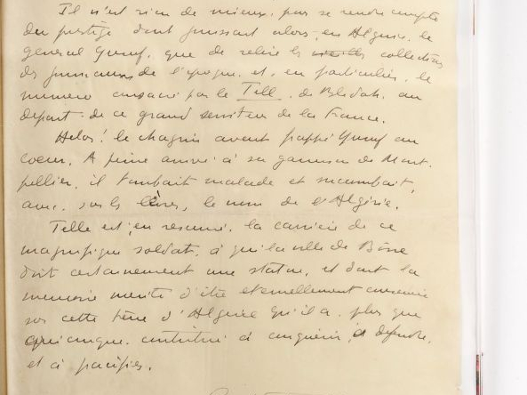 [ALGÉRIE]. CONSTANTIN-WEYER (M.). LE GÉNÉRAL YUSUF. 8 pages sur 8 feui