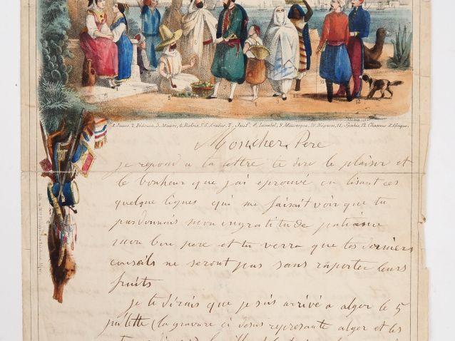 [ALGÉRIE]. LETTRE AUTOGRAPHE à en-tête lithographié. 2 pages sur un fe