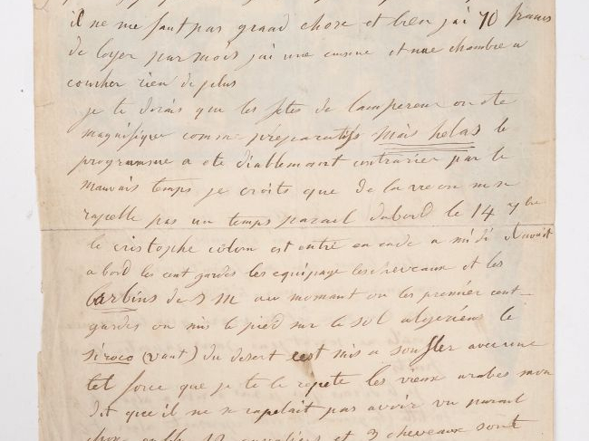 [ALGÉRIE]. LETTRE AUTOGRAPHE à en-tête lithographié. 2 pages sur un fe