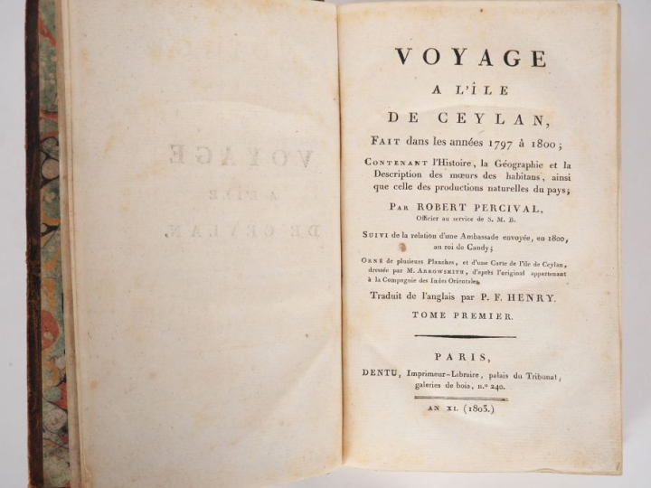 PERCIVAL (Robert).	VOYAGE À L'ÎLE DE CEYLAN, fait dans les années 1797