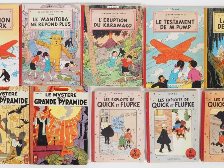 Lot de 10 bandes déssinées : - HERGE. "Les exploits de Quick et Flupke