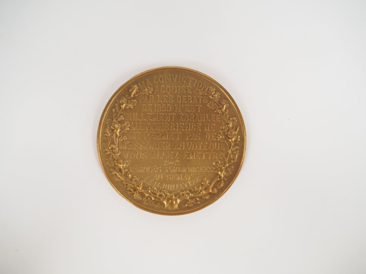 Médaille en bronze « AU GENERAL MERCIER JUSTICIER DU TRAITRE DREYFUS »