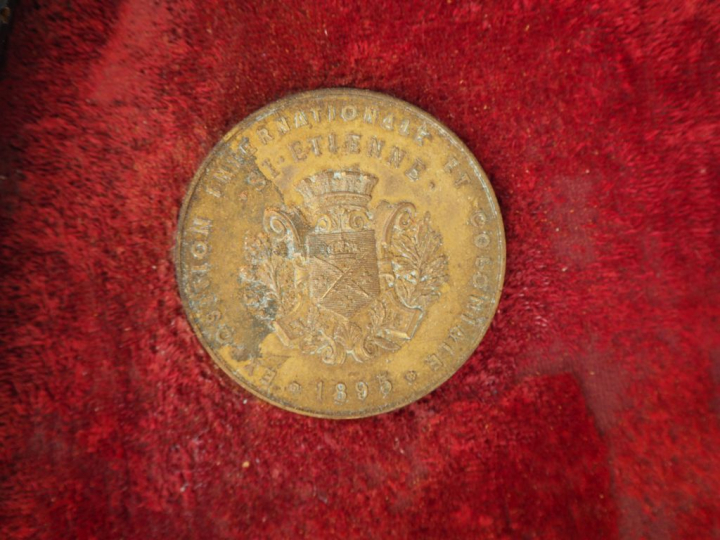 Cadre de récompenses contenant quatorze éléments dont palmes, médaille