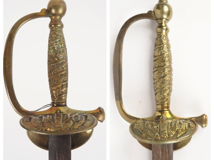 Deux épées de sous-officier de gendarmerie modèle 1872.  Montures en l