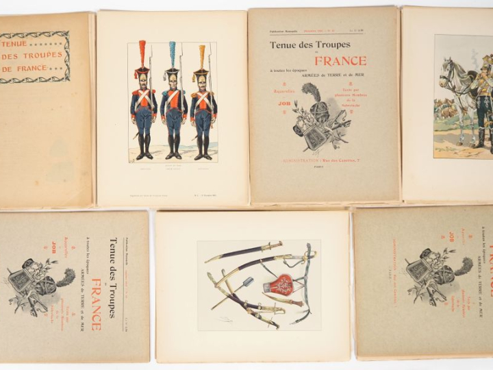 JOB. "Tenue des troupes de France". Lot de 14 fascicules : - Novembre/