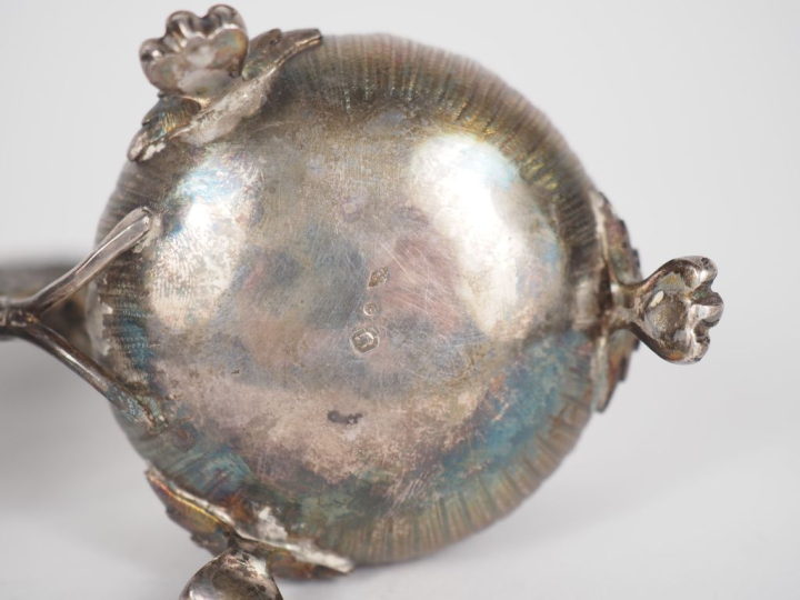 Saleron double de style Louis XV en argent 925, poinçon Minerve, à déc