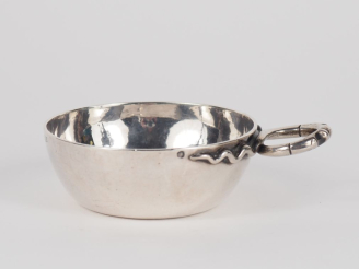 Vente aux enchères Taste-vin en argent lisse 800, poinçon Minerve.  Gravé G. Castellat de