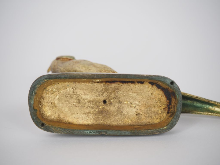 A. JACQUEMART.  "le faisan doré" Sujet en bronze doré et patiné vert. 