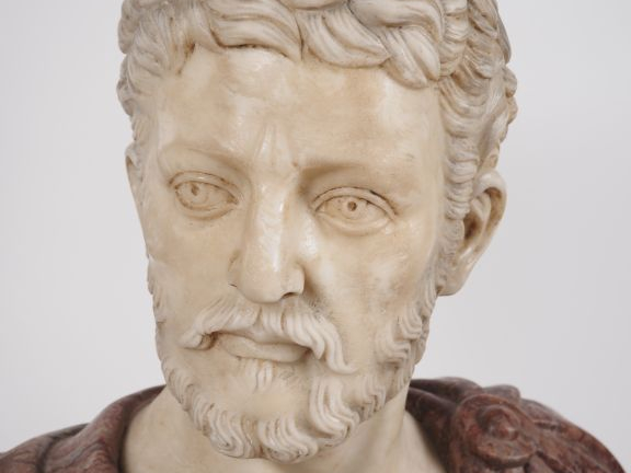 Ecole française d'après l'antique.  "Buste d'empereur romain" Sculptur