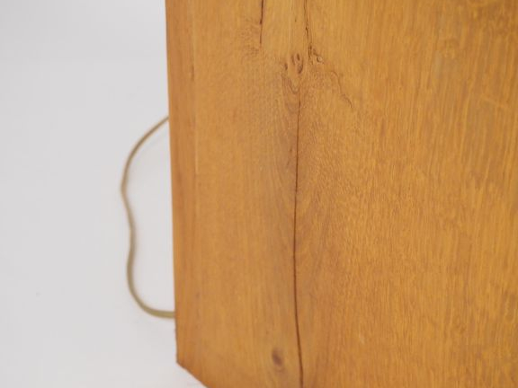 Sellette moderne électrifiée en chêne, plateau amovible en verre sablé