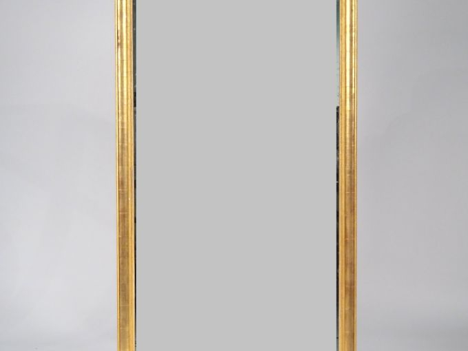 Glace de cheminée Napoléon III, cadre boudin en stuc doré. Dim. 168 x 