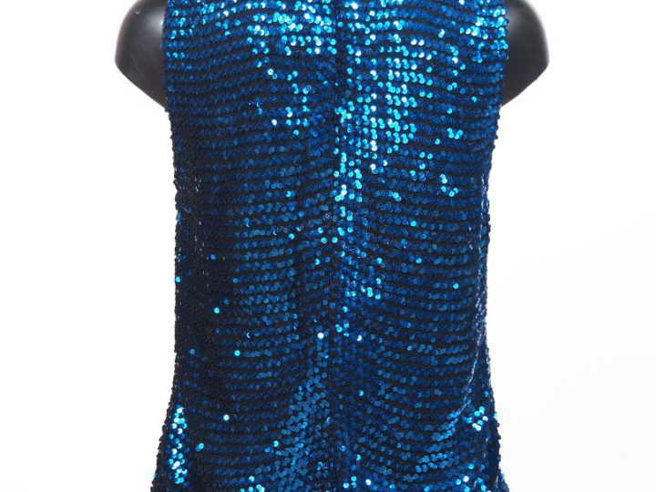 YVES SAINT LAURENT, Rive Gauche Veste sans manche à sequins bleus.  Ou