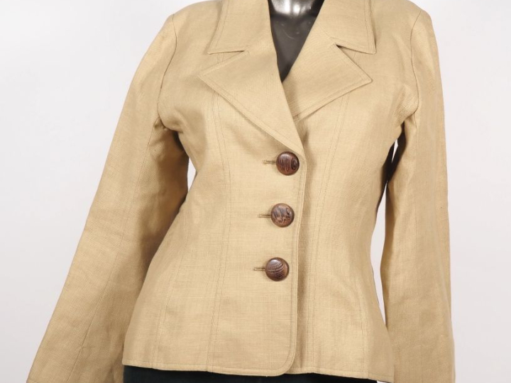 YVES SAINT LAURENT, Rive Gauche Veste cintrée à la taille en tissu bei