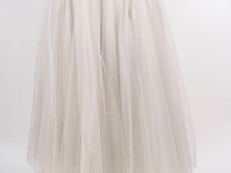 Vente aux enchères ZAPA Jupe longue blanche en nylon agrémenté de petits cabochons transp