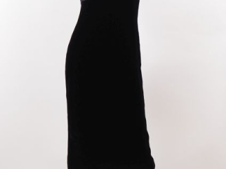 Vente aux enchères HELENA SOREL Robe noire en viscose et soie à fines bretelles et dos lé