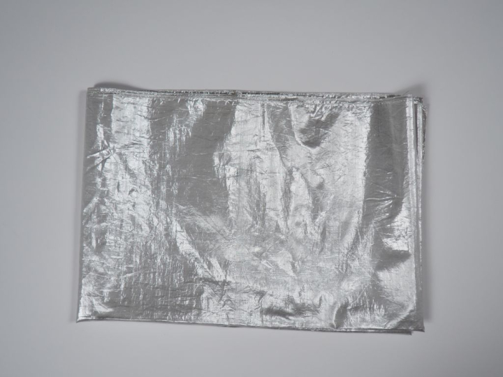 FRANCK USHER Importante étole en tissu argenté.  (petits fils tirés)