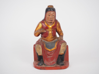 Vente aux enchères Vietnam, vers 1880-1900 Statuette en bois laqué et partiellement doré,