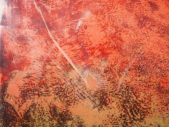 Vietnam, XXe siècle,  Panneau en laque, représentant oiseaux près de m