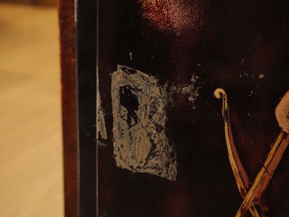 Vietnam, travail moderne,  Panneau en laque, représentant un couple à 