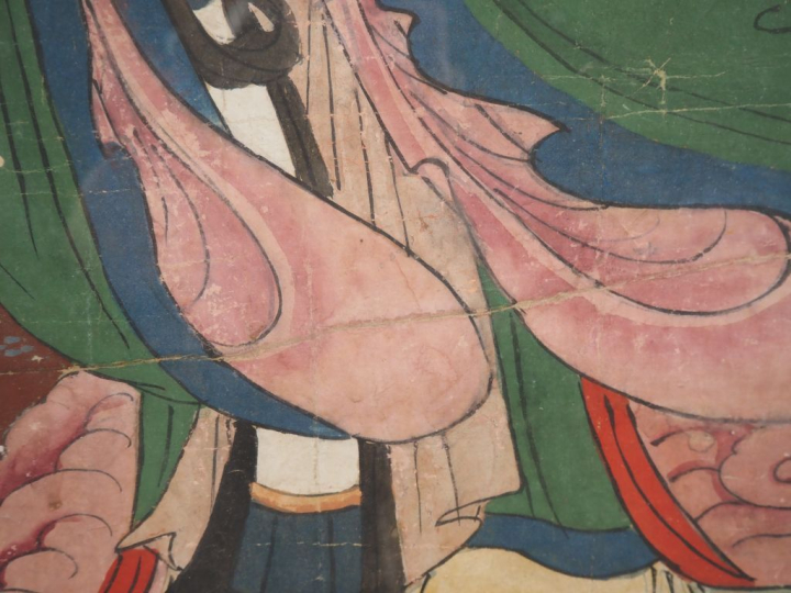 Chine, époque Qing, XIXe siècle,  Deux encres et couleurs sur papier r