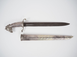 Vente aux enchères Indonésie ?, fin XIXe – début XXe siècle Poignard avec poignée zoomorp