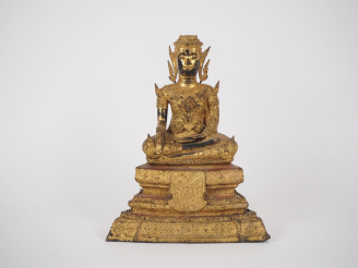 Vente aux enchères Siam, Rattanakosin, XIXe siècle  Sujet en bronze laqué et doré, représ