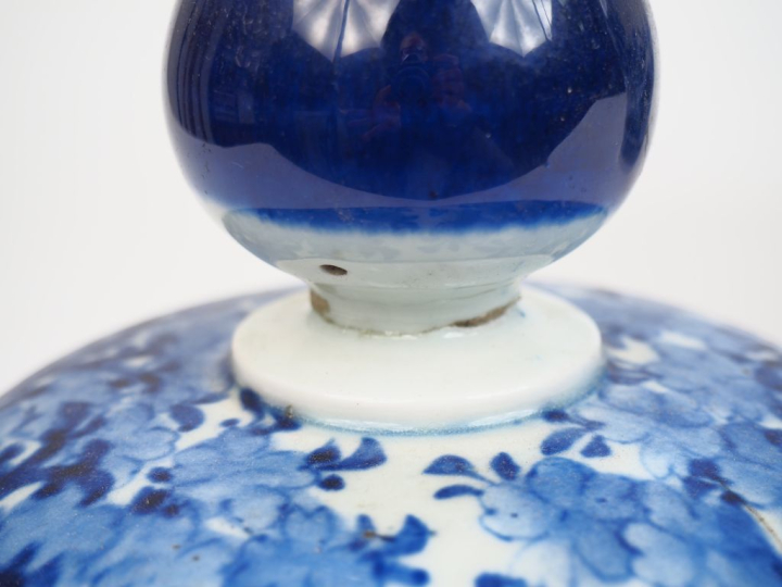 Japon vers 1900. Potiche couverte en porcelaine d'Arita à décor en ble