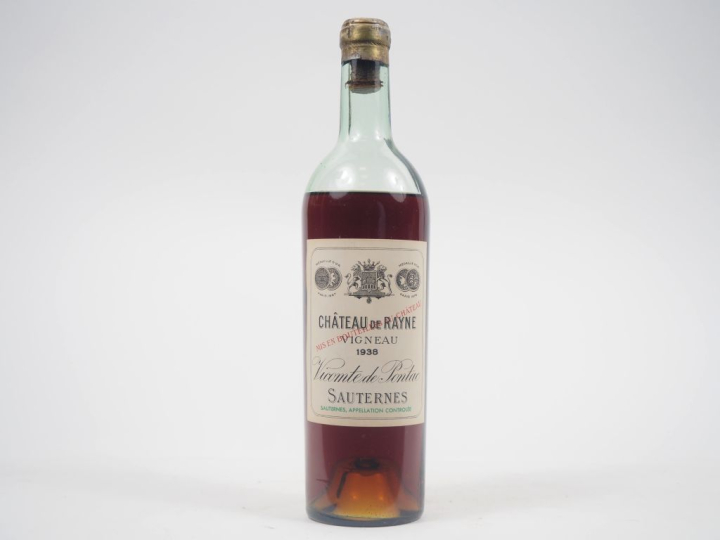 1 BOUTEILLE CHÂTEAU DE RAYNE VIGNEAU 1er CC SAUTERNES - 1938 - VIDANGE
