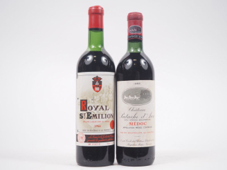 Vente aux enchères 2 BOUTEILLES 1966 : 1 ROYAL GC ST ÉMILION - LB / 1 CHÂTEAU PATACHE D'A