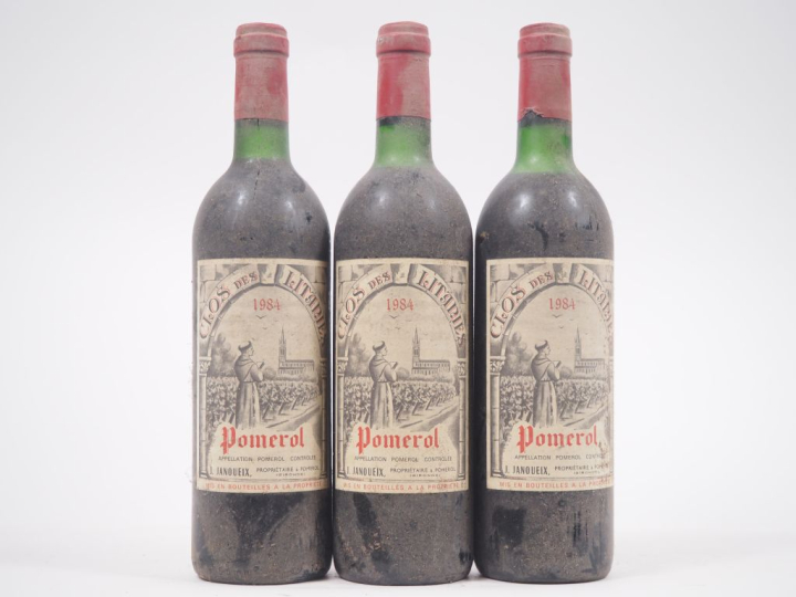 3 BOUTEILLES CLOS DES LITANIES POMEROL - 1984 - 2 BG/1 LB/BS 