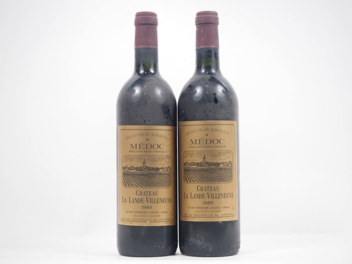 2 BOUTEILLES CHÂTEAU LALANDE VILLENEUVE MÉDOC - 1985