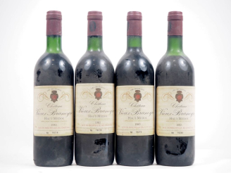 Vente aux enchères 4 BOUTEILLES CHÂTEAU VIEUX BRANEYRE CB HAUT MÉDOC - 1985 - 3 LB/BS