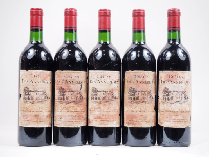 5 BOUTEILLES CHÂTEAU DES ANNEREAUX LALANDE DE POMEROL - 1985 - ES 