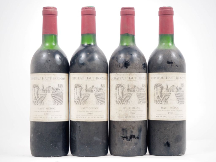 4 BOUTEILLES CHÂTEAU HAUT BRIGNAYS CB HAUT MÉDOC - 1986 - 2 BG/1 LB/1 