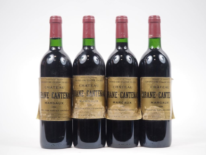 4 BOUTEILLES CHÂTEAU BRANE CANTENAC GCC MARGAUX - 1990 - EA 
