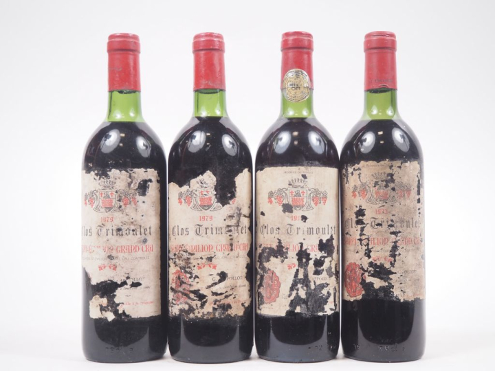 4 BOUTEILLES CLOS TRIMOULET GC ST ÉMILION : 2 DE 1979 / 1 DE 1983 / 1 