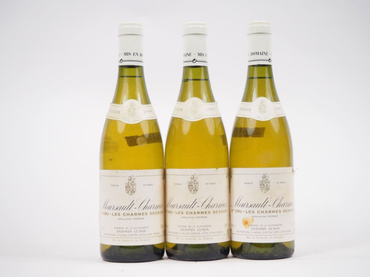 3 BOUTEILLES MEURSAULT CHARMES 1er CRU "LES CHARMES DESSUS" DOMAINE DE