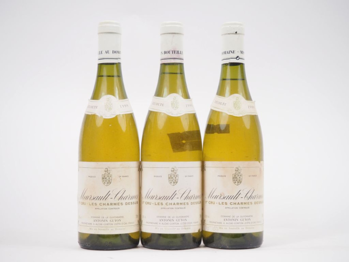 3 BOUTEILLES MEURSAULT CHARMES 1er CRU "LES CHARMES DESSUS" DOMAINE DE