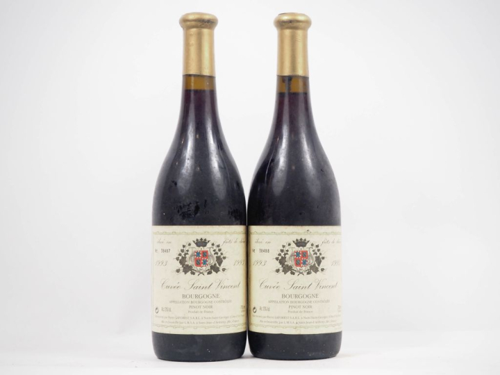2 BOUTEILLES BOURGOGNE "CUVÉE ST VINCENT" PIERRE LAFOREST - 1993