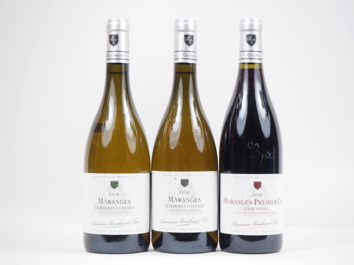 3 BOUTEILLES DOMAINE BOUTHENET CLERC 2018 : 2 MARANGES BLANC "LE BAS D