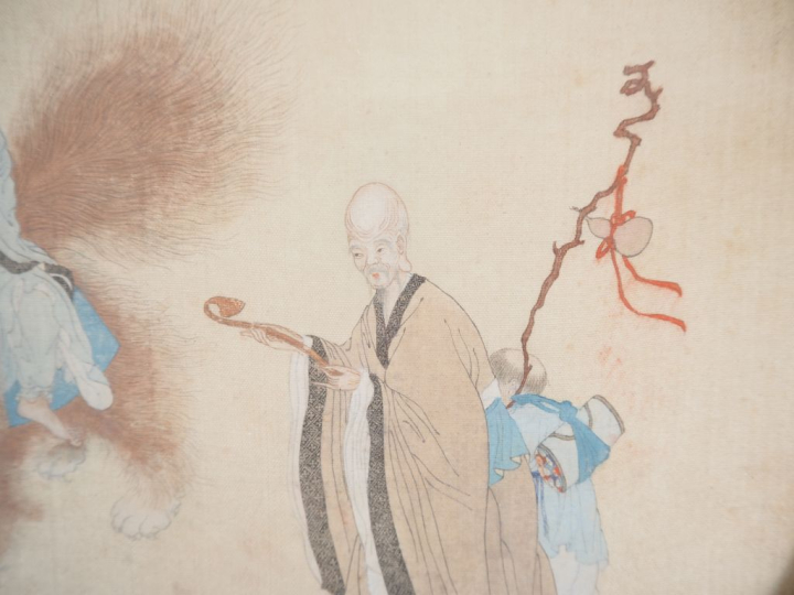 Chine, XVIIIe siècle Peinture en médaillon circulaire, encre et couleu