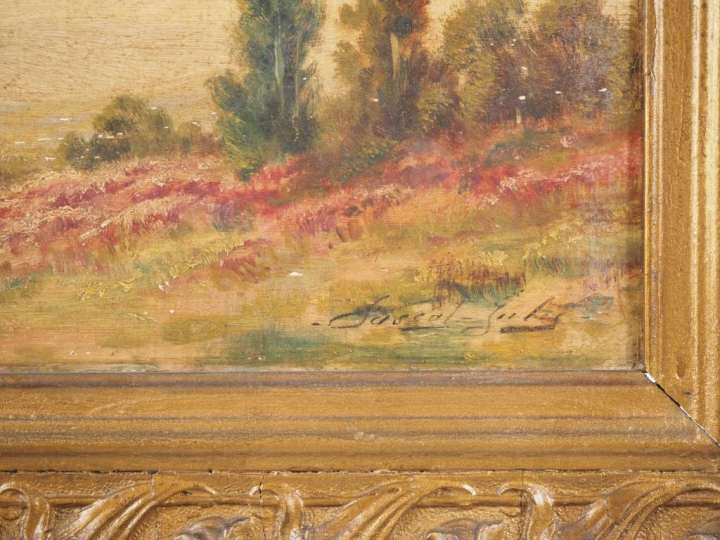 Jules PASCAL 'Personnages cheminant'. Paire d'huiles sur panneau signé