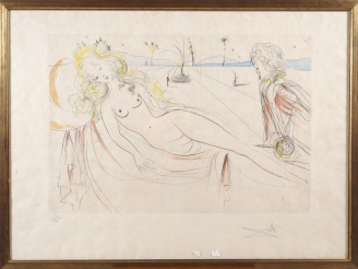 Vente aux enchères Salvador DALI. "Vénus au joueur d'orgue". Lithographie en couleur sign