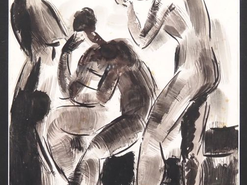 FONTANAROSSA. 'les penseurs'. Encre de Chine